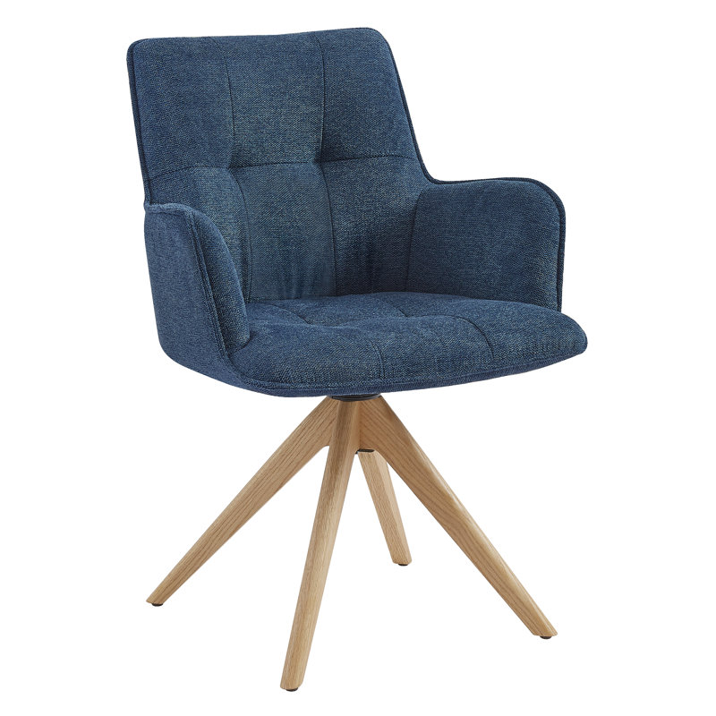 Jadel Fabric Upholstered Swivel Office Chair , Blue Basketweave