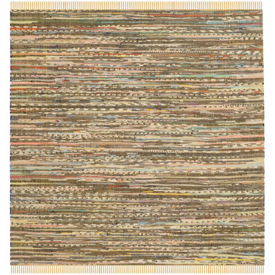 Weekley Striped Hand-Woven Flatweave Cotton Yellow/Multi Area Rug
