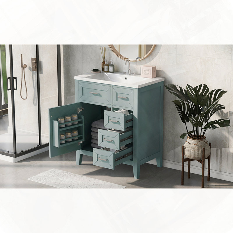 Ensemble de meuble-lavabo en céramique, Vert