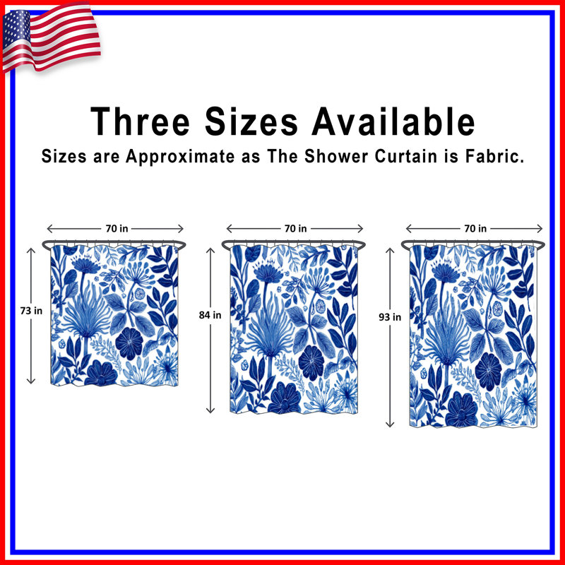 Rideaux de douche bleu Botanical Illustration, L 70 po x H 84 po