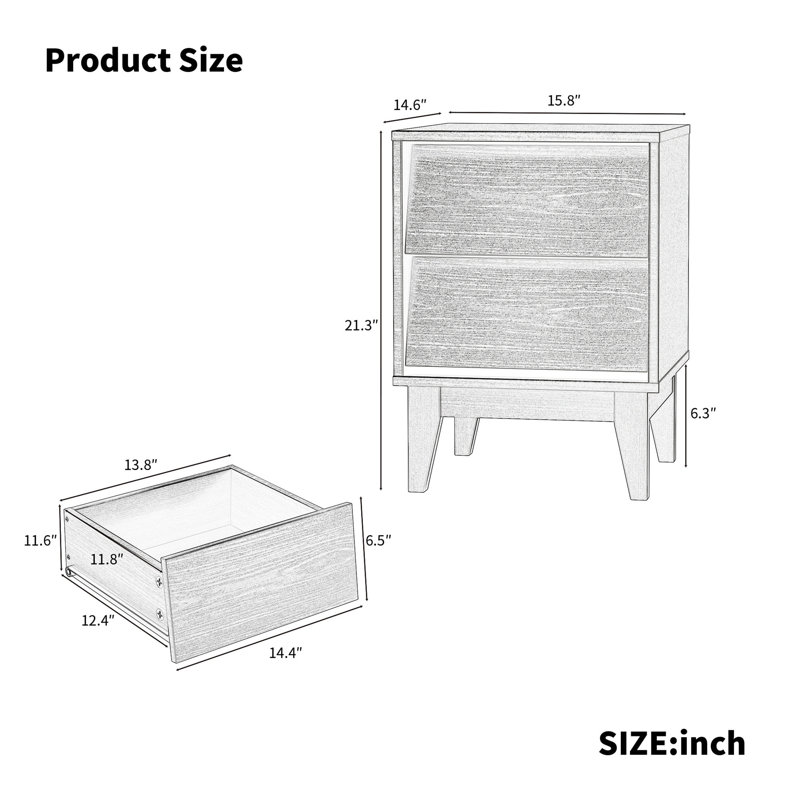 Charmante table de chevet moderne Mid-Century avec attrait rétro et rangement pratique