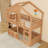 Wood House Bunk Bed with Ladder-1540534042
