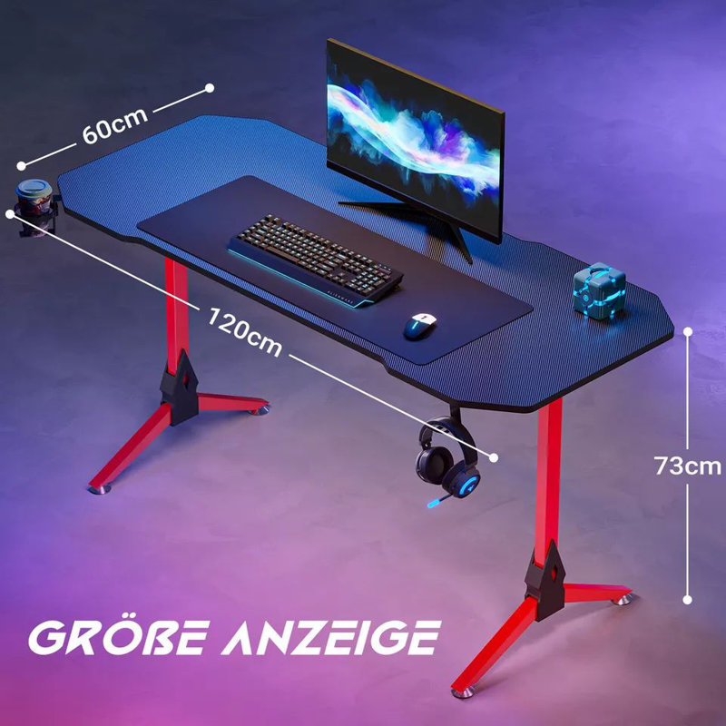 Lantigua Metal Base Computer Desk, 73cm H x 120cm W x 60cm D