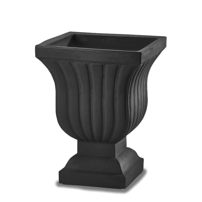 Leyla 28" Tall Black Plastic Urn Planter