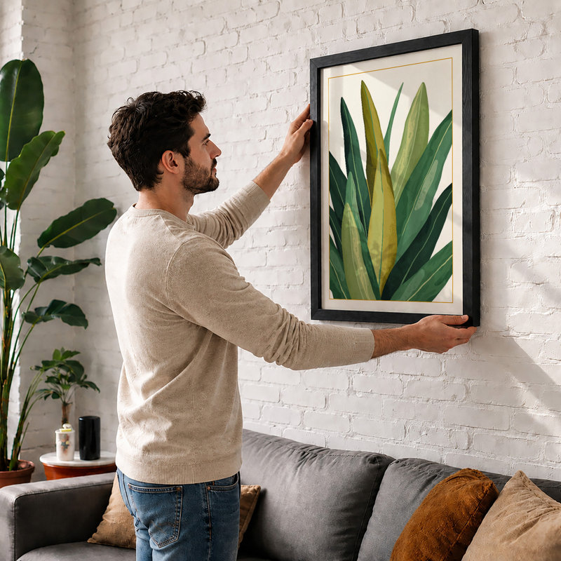 Leaf Study Botanical - Framed Print, A1 - 84.1 x 59.4 cm, White