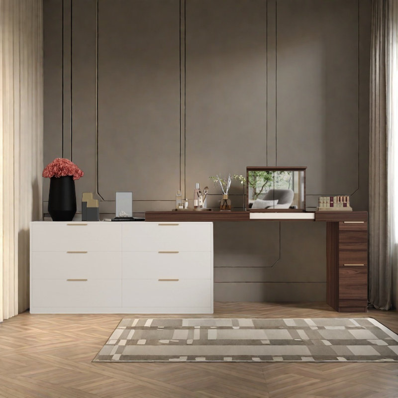 Multi-Purpose Bedroom Dresser, Walnut/Warm White