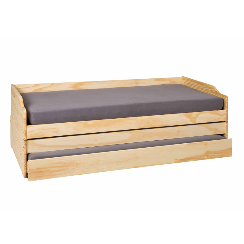 Lotar Kids Standard Bed with Trundle, Natural Brown, 90 x 200cm