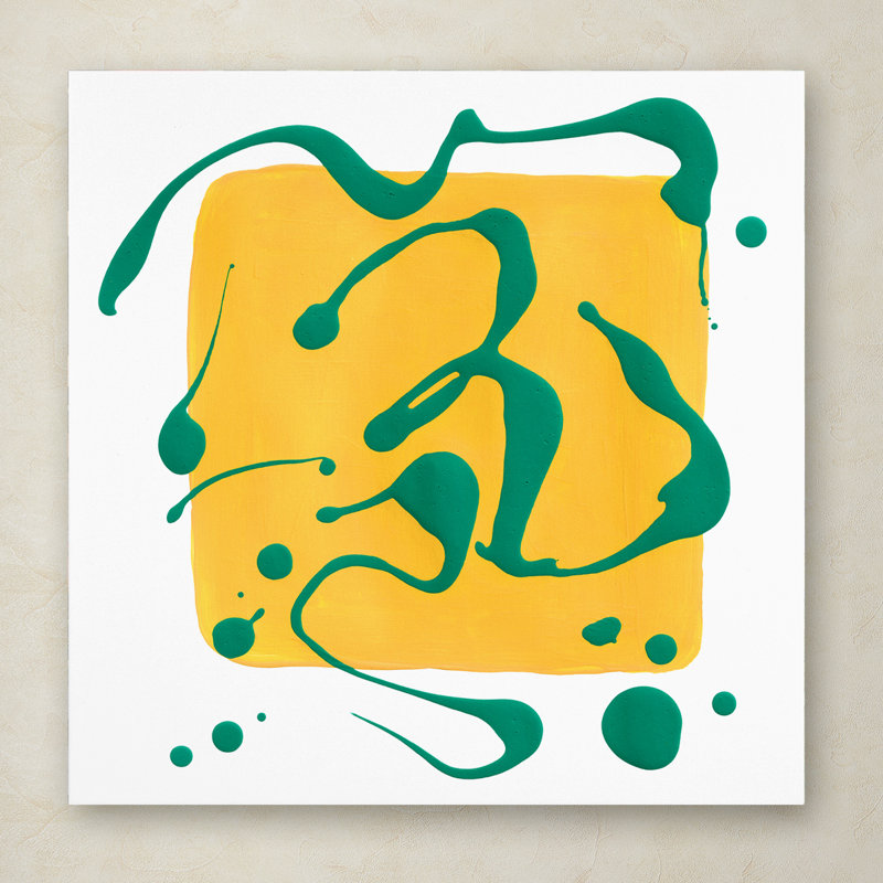 «Yellow Square on White» par Gregson, reproduction sur toile tendue, H 14 po x l 14 po x P 2 po