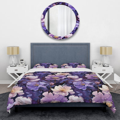 Wonderland Purple Flowers Floral Duvet Cover