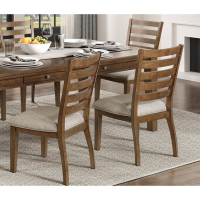 Cherry Finish Traditional Style 5pc Dining Set Drawers Table and 4x Side Chairs Ladder Back Design Wooden Furniture