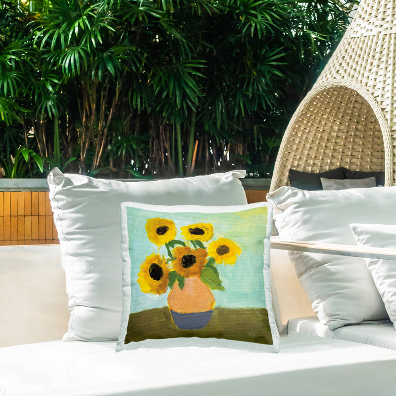 Coussin extérieur Ode to Van Gogh Sunflowers, par Pamela Munger