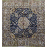 Sona Wool Oriental Area Rug in Navy/Beige