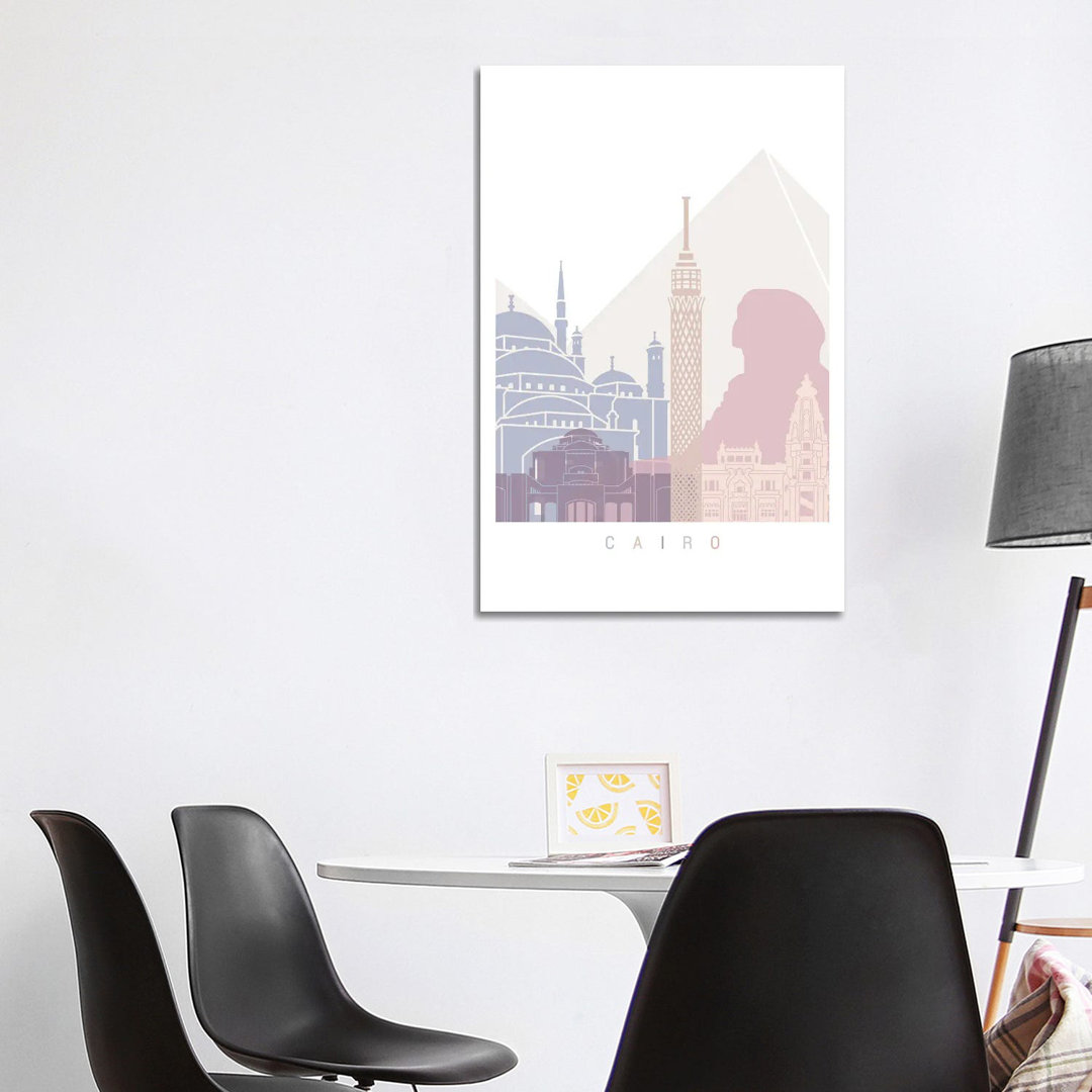 Kairo Skyline Pastell von Paul Rommer - Galerie-verpackte Leinwand Giclée auf Leinwand