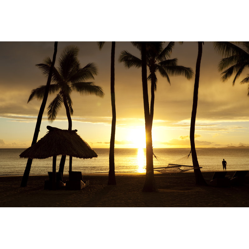 Tropical Beach Getaway Silhouette by Jhorrocks - No Frame Art Prints on Canvas, 51cm H x 76cm W
