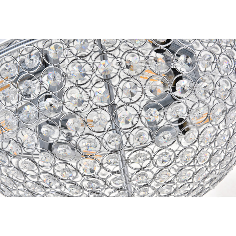Stoltenberg Flush Mount, Chrome/Clear, 8" H x 18" W x 18" D, 4