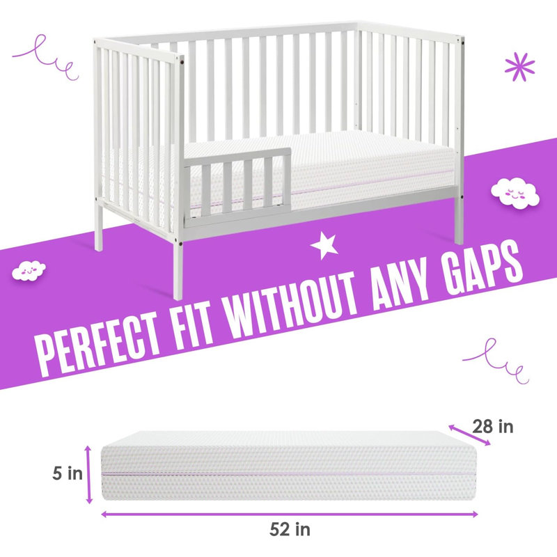 Sleepah 5.5” Crib & Toddler Bed Mattress Dual Sided Cooling Memory Foam – Waterproof Washable Breathable Soft Cotton Fabric – CertiPUR Firm Baby Mattresses - for Baby & Toddlers 