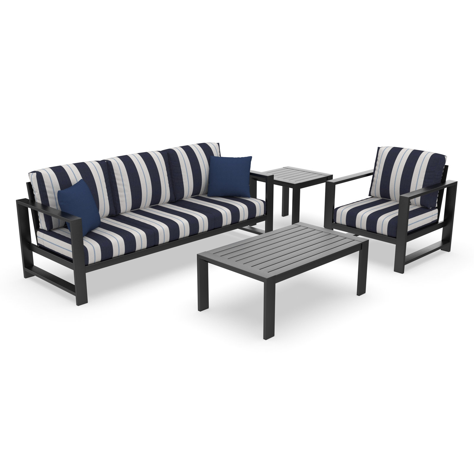 Dulcie 4-Person Sunbrella® Patio Seating Group, Blue/White