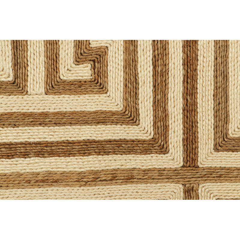 Abaca Collection Flatweave Jute / Sisal Geometric Area Rug in Beige, Rectangle 5' x 7'