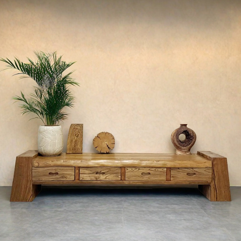 Image showcasing Millwood Pines Mid-century minimalist design wooden TV cabinet | Wayfair