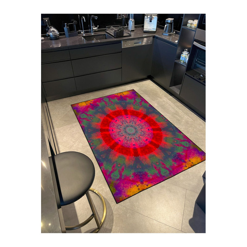 Tapis rouge lavable à la machine, Sous-tapis carré 3 pi 3 po inclus