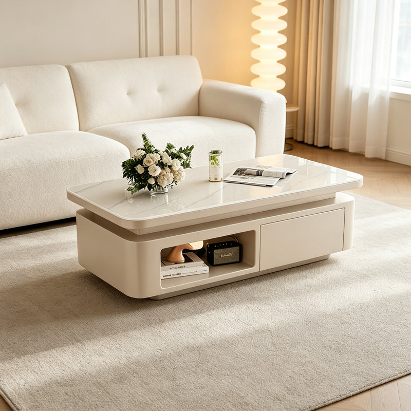 Cantero, H 17,71 po x L 39,37 po x l 19,68 po, Blanc / Gris, Crème