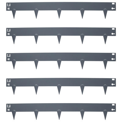 Harbour Housewares 5pc Steel Lawn Edging Set - 5m x 8cm - Anthracite