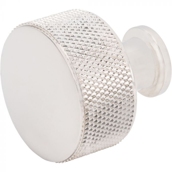Beliza 1 1/8" Diameter Cylindrical Knurled Knob, Polished Nickel