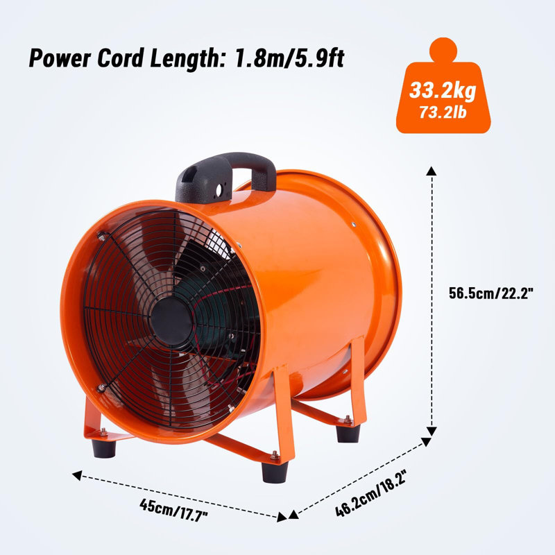 Ventilateur utilitaire, ventilateur de tuyau d'échappement axial, H 22,2 po x l 17,7 po x P 18,2 po