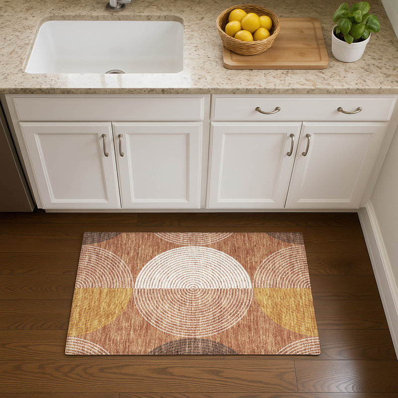 Premium Machine Washable Mayfield AMF2281 Geometric Rug, 1'8" x 2'6", Copper