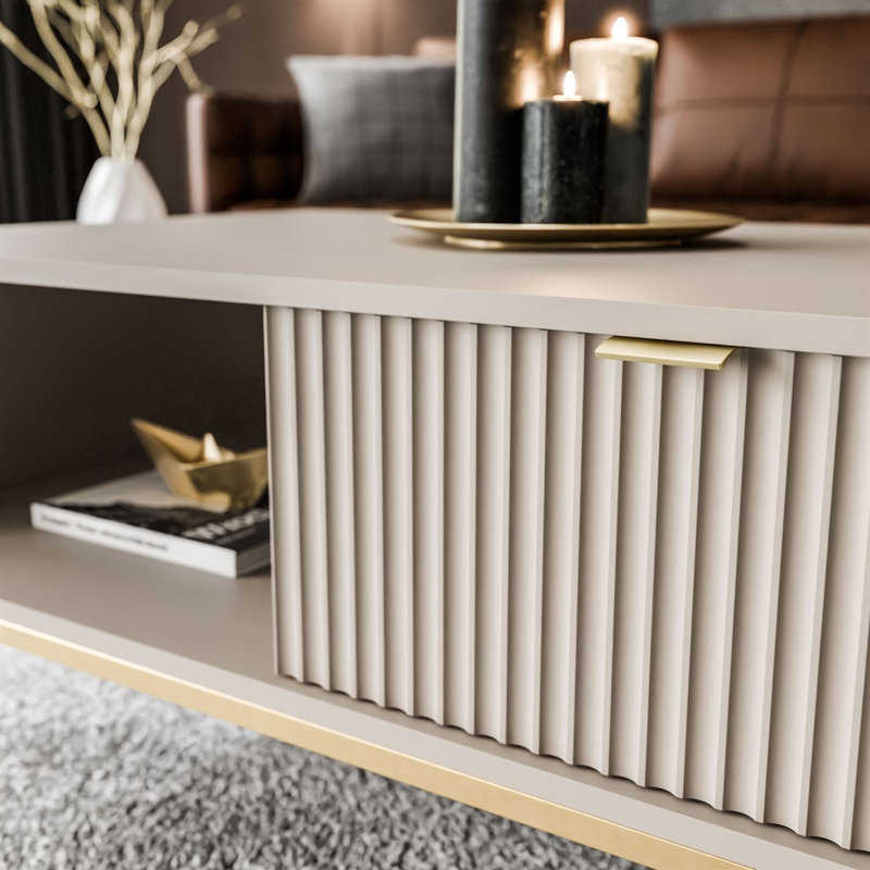 Four Leg Coffee Table with Storage, Gold