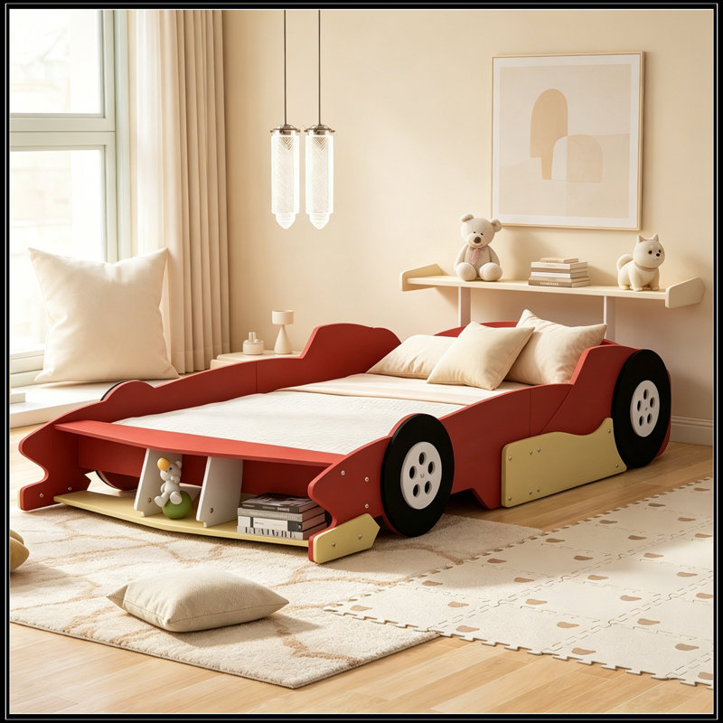 Plateforme de course pleine grandeur en forme de voiture de course avec roues Alvardo, Red