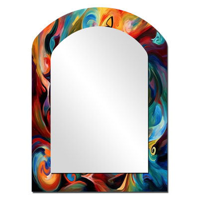 Exploring Yellow Abstracted Liquidity II - Large Arched Wall Mirror On Metal