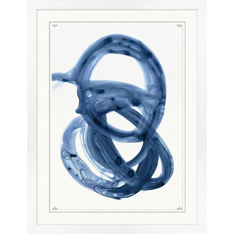 «Blue Fluidité 3» par Thom Filicia - Peinture encadrée sur papier