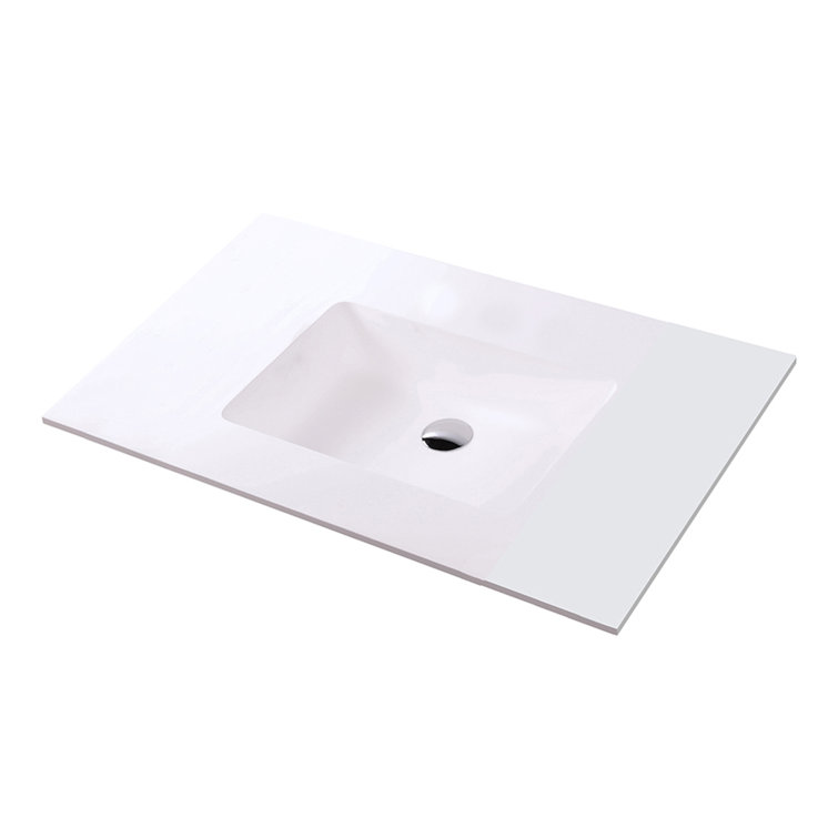 LACAVA Kubitop 22'' Solid Surface Rectangular Bathroom Sink with Overflow