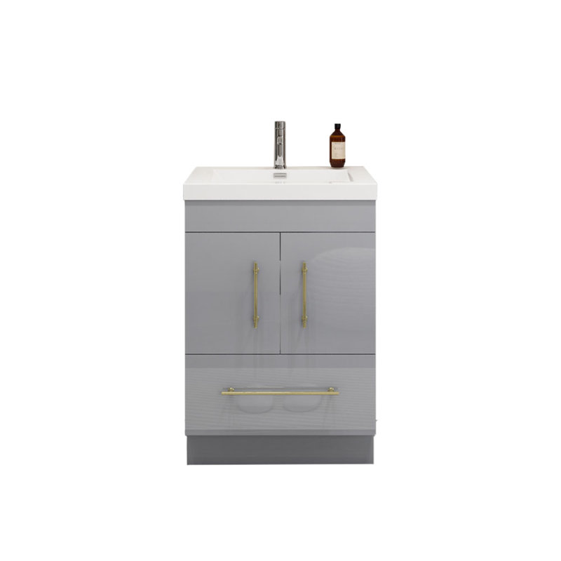 Ensemble de meuble-lavabo simple 24 po Carliss, Naturel / chêne, Or