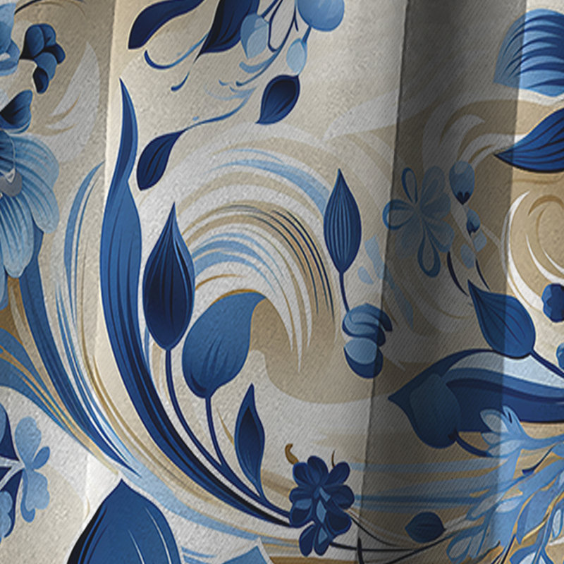 Scandinavian Simplicity Paisley Pattern I - Floral Curtain - Blackout Curtain - 1 Panels, 52" W x 120" L
