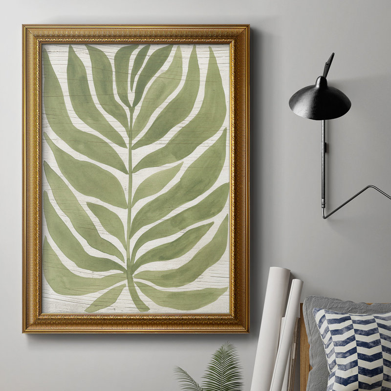 «Driftwood Palm Leaf I», toile encadrée de qualité supérieure - prête à être accrochée, H 20 po x l 16 po