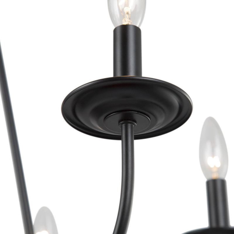 Lustre de style empire à 6 lumières Novarae, Noir mat