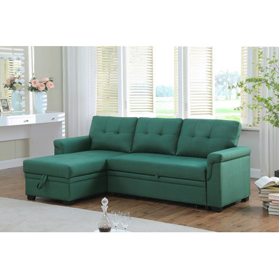 Canapé-lit modulaire réversible en lin vert 84 po avec rangement Jardin