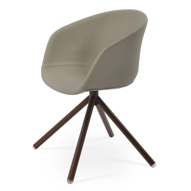Fauteuil Tribeca, Noyer, Similicuir gris