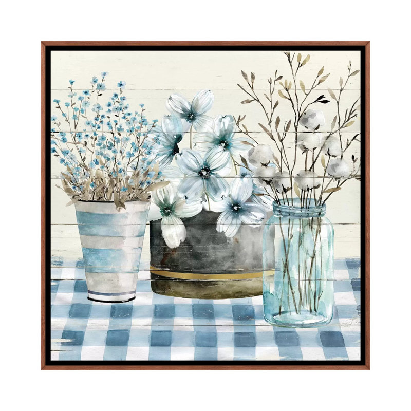 «Blue Farmhouse» par Carol Robinson - reproduction imprimée, H 37 po x l 37 po x P 1,5 po, Pas de tapis