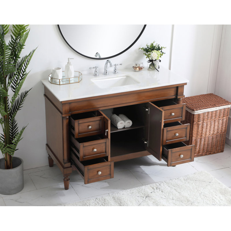 Ensemble de meuble-lavabo simple 48 po Lexington, Noyer, Blanc ivoire