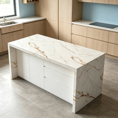 High-End Luxury Modern Kitchen Island with Large Storage – Contemporary Kitchen Workstation for Home Use