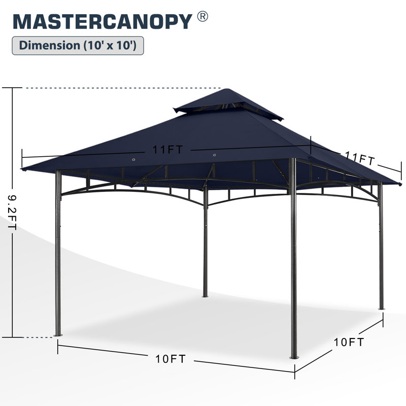 MASTERCANOPY steel garden pavilion, Gris foncé, 11 pi x 11 pi