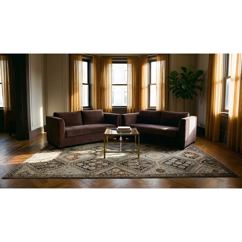 Antique Baku Caucasian Geometric Knotted Rug