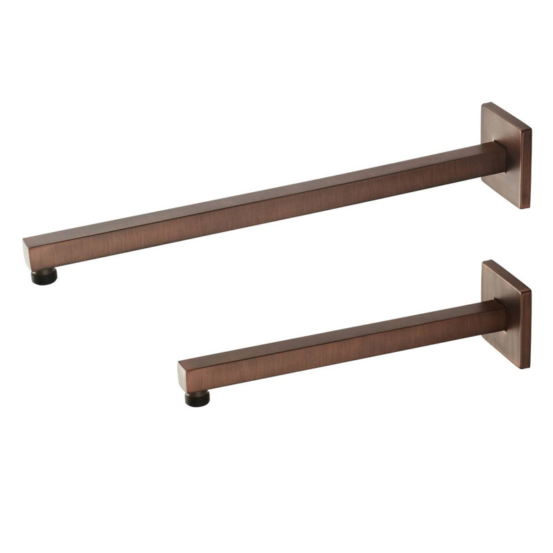 Wallmount Modern Square Shower Arm with Flange, Oil Rubbed Bronze