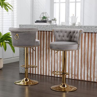 Ensemble de 2 tabourets de bar pivotants avec repose-pieds réglables avec repose-pieds pour la cuisine et la salle à manger 2PC / ENSEMBLE
