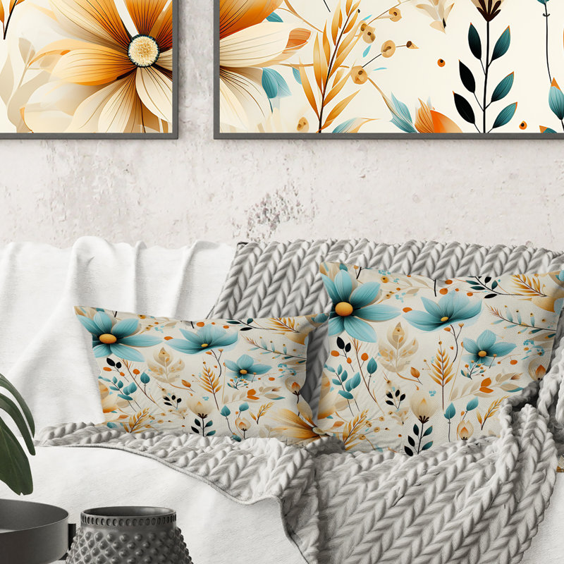 Motif bohème Nomadic Serenity - Abstrait Coral Reef Multicolore Azur, H 16 po x l 16 po