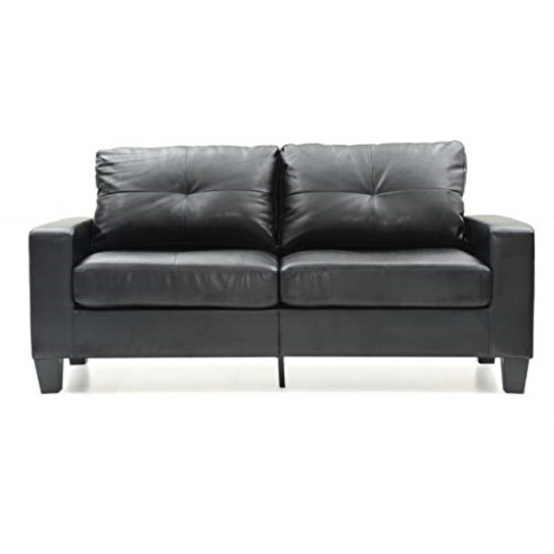 Vegas Upholstered 58'' Loveseat, Black Faux Leather, 36" H x 58" W x 32" D