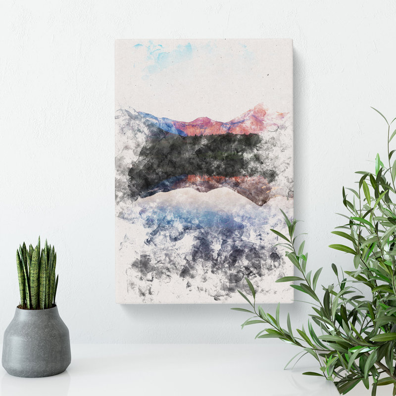 Mountains Reflecting In Montana - Wrapped Canvas, 91cm H x 60cm W x 3cm D